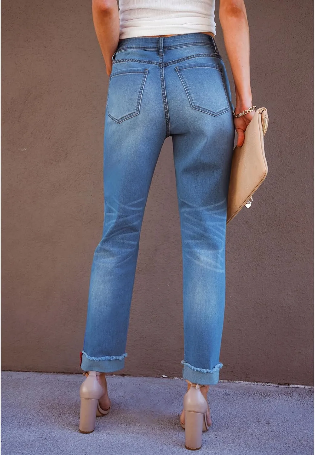 GRAPENT Jeans for Women Trendy High Waisted Slim Straight Leg Mom Jeans Stretchy Denim Pants Trouser Jeans with Pockets