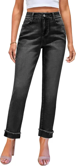 GRAPENT Jeans for Women Trendy High Waisted Slim Straight Leg Mom Jeans Stretchy Denim Pants Trouser Jeans with Pockets