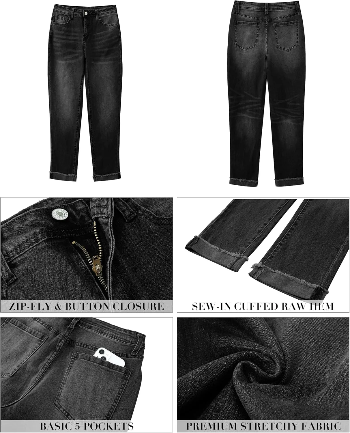 GRAPENT Jeans for Women Trendy High Waisted Slim Straight Leg Mom Jeans Stretchy Denim Pants Trouser Jeans with Pockets
