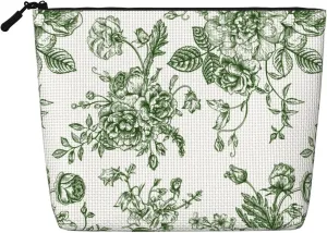 Green Makeup Bag,floral Makeup Bag,Organizer,Travel Cosmetic Bag,Toiletry Bag,2-2