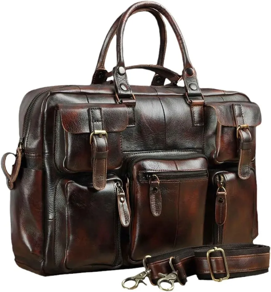 Haitpant Men Leather Handbag Business Briefcase Document Laptop Case Attache Portfolio Bag