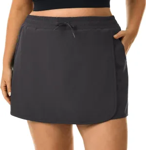 HOdo Plus Size Women's Tennis Skirt with Shorts Pockets Athletic Skorts Quick Dry Golf Active Skirts for Workout Sports 1X-5X