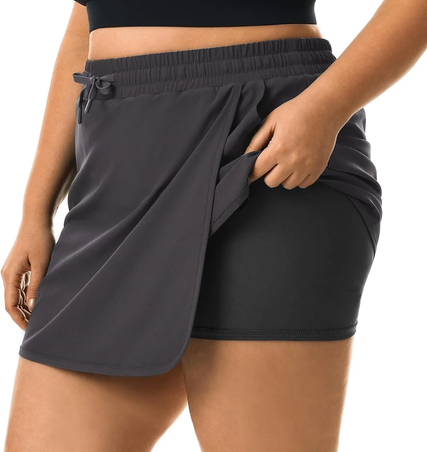 HOdo Plus Size Women's Tennis Skirt with Shorts Pockets Athletic Skorts Quick Dry Golf Active Skirts for Workout Sports 1X-5X