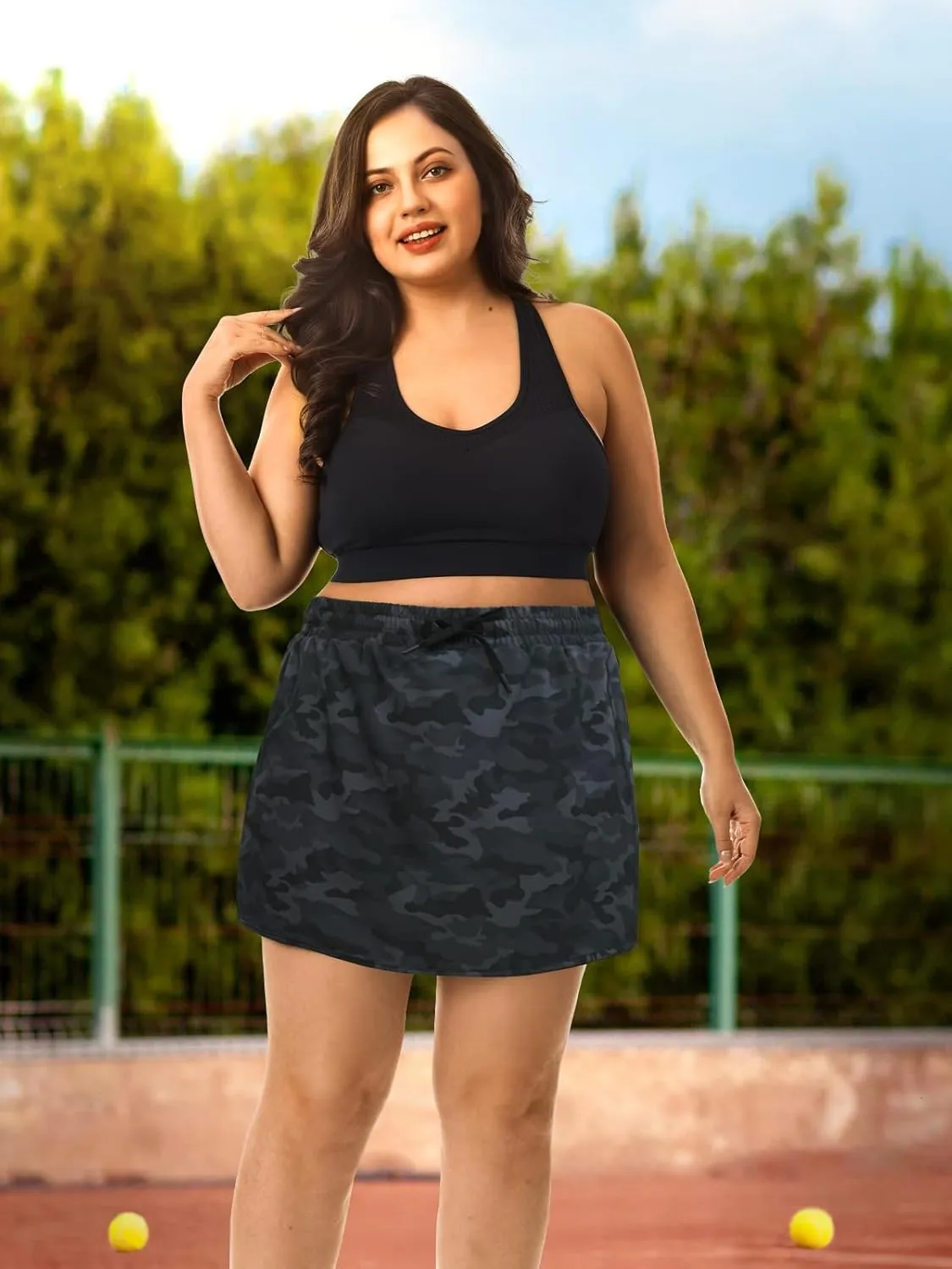 HOdo Plus Size Women's Tennis Skirt with Shorts Pockets Athletic Skorts Quick Dry Golf Active Skirts for Workout Sports 1X-5X