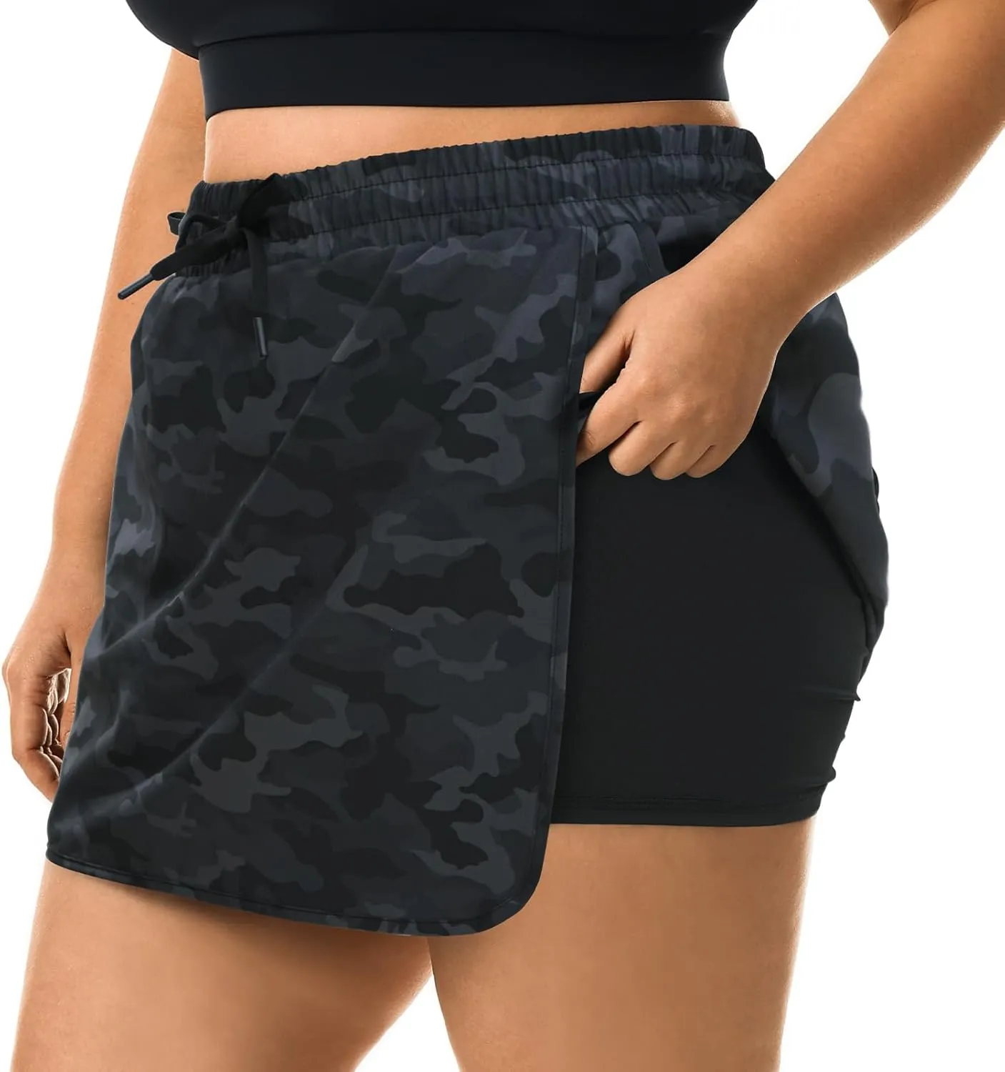 HOdo Plus Size Women's Tennis Skirt with Shorts Pockets Athletic Skorts Quick Dry Golf Active Skirts for Workout Sports 1X-5X