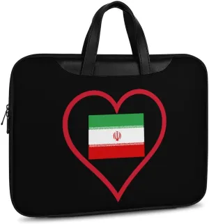 I Love Iran Red Heart Leather Bag Laptop Case Slim Water Resistant Computer Bags with Handle Briefcase for Work