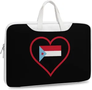 I Love South Yemen Red Heart Leather Bag Laptop Case Slim Water Resistant Computer Bags with Handle Briefcase for Work