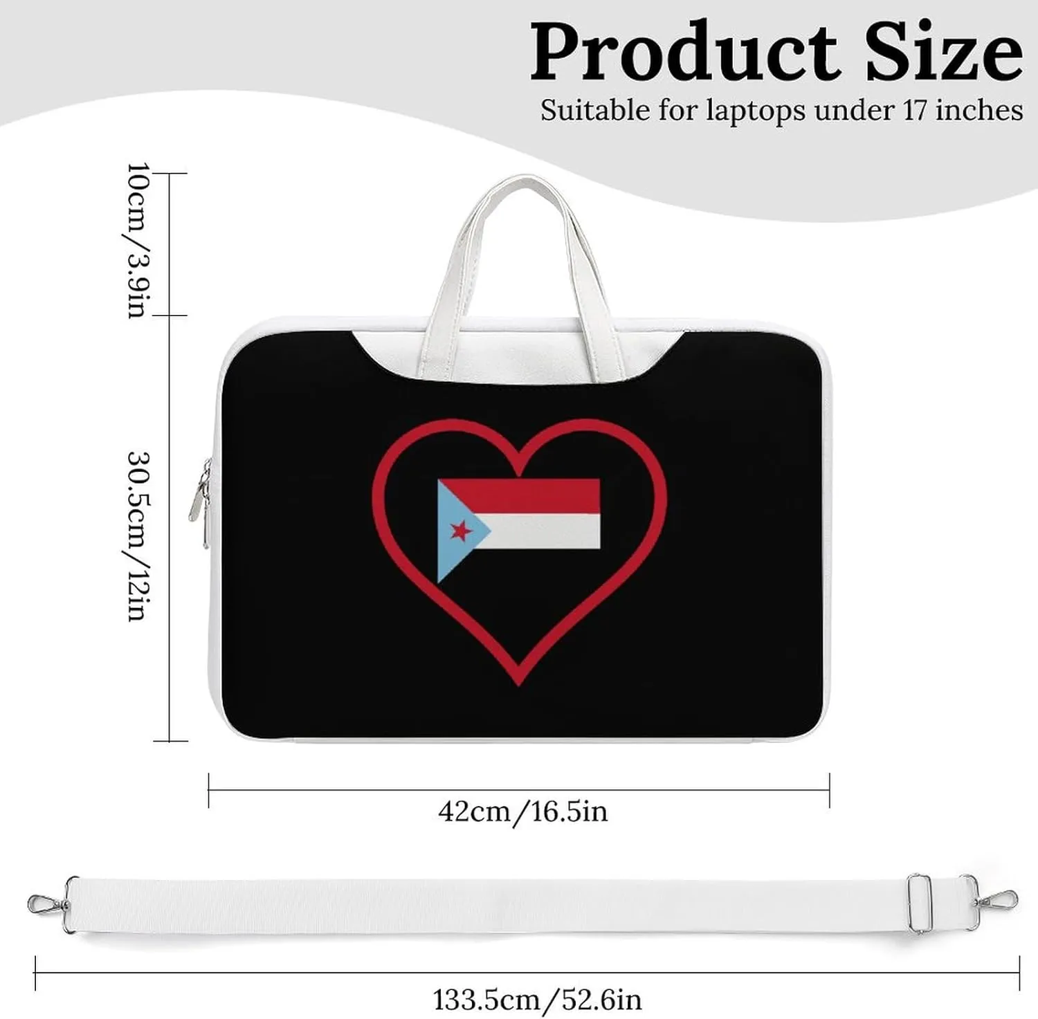 I Love South Yemen Red Heart Leather Bag Laptop Case Slim Water Resistant Computer Bags with Handle Briefcase for Work