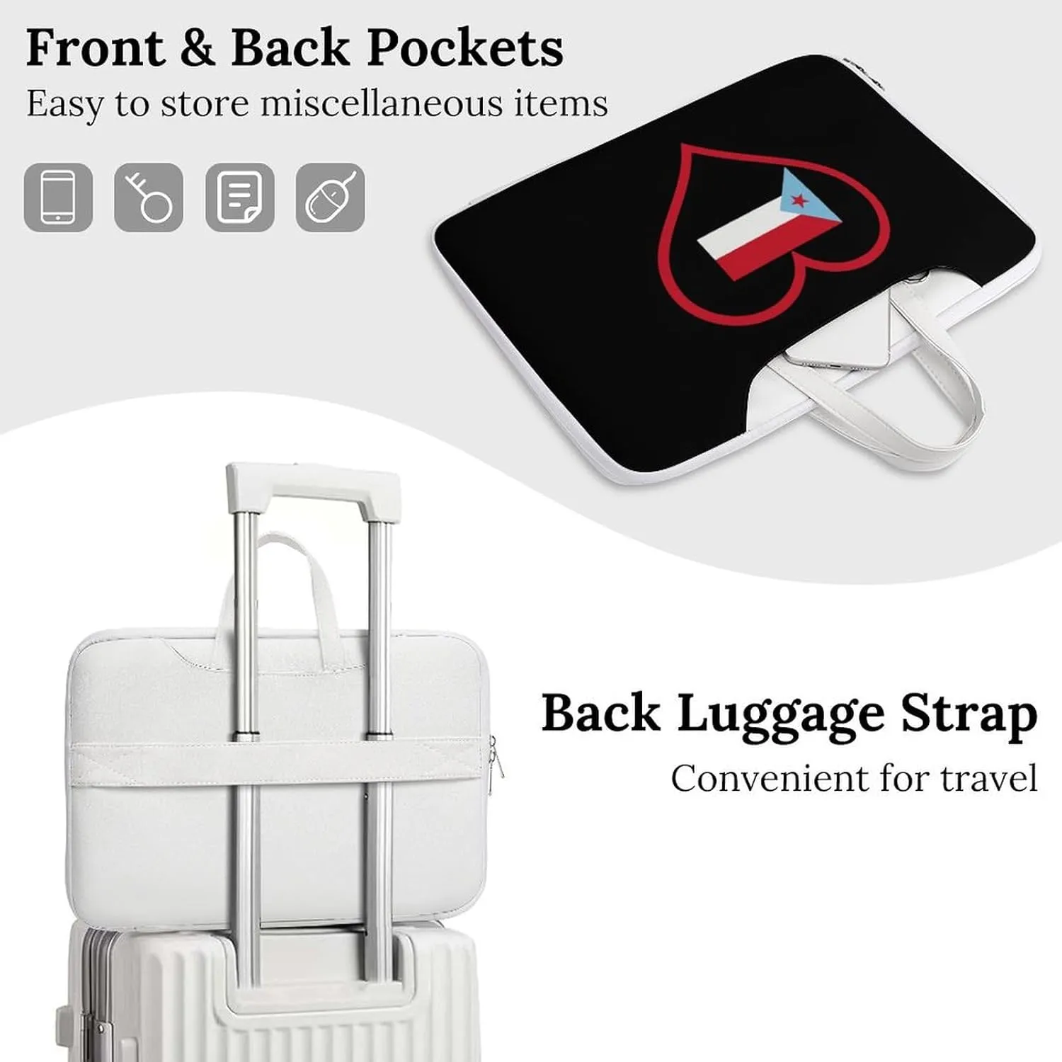 I Love South Yemen Red Heart Leather Bag Laptop Case Slim Water Resistant Computer Bags with Handle Briefcase for Work