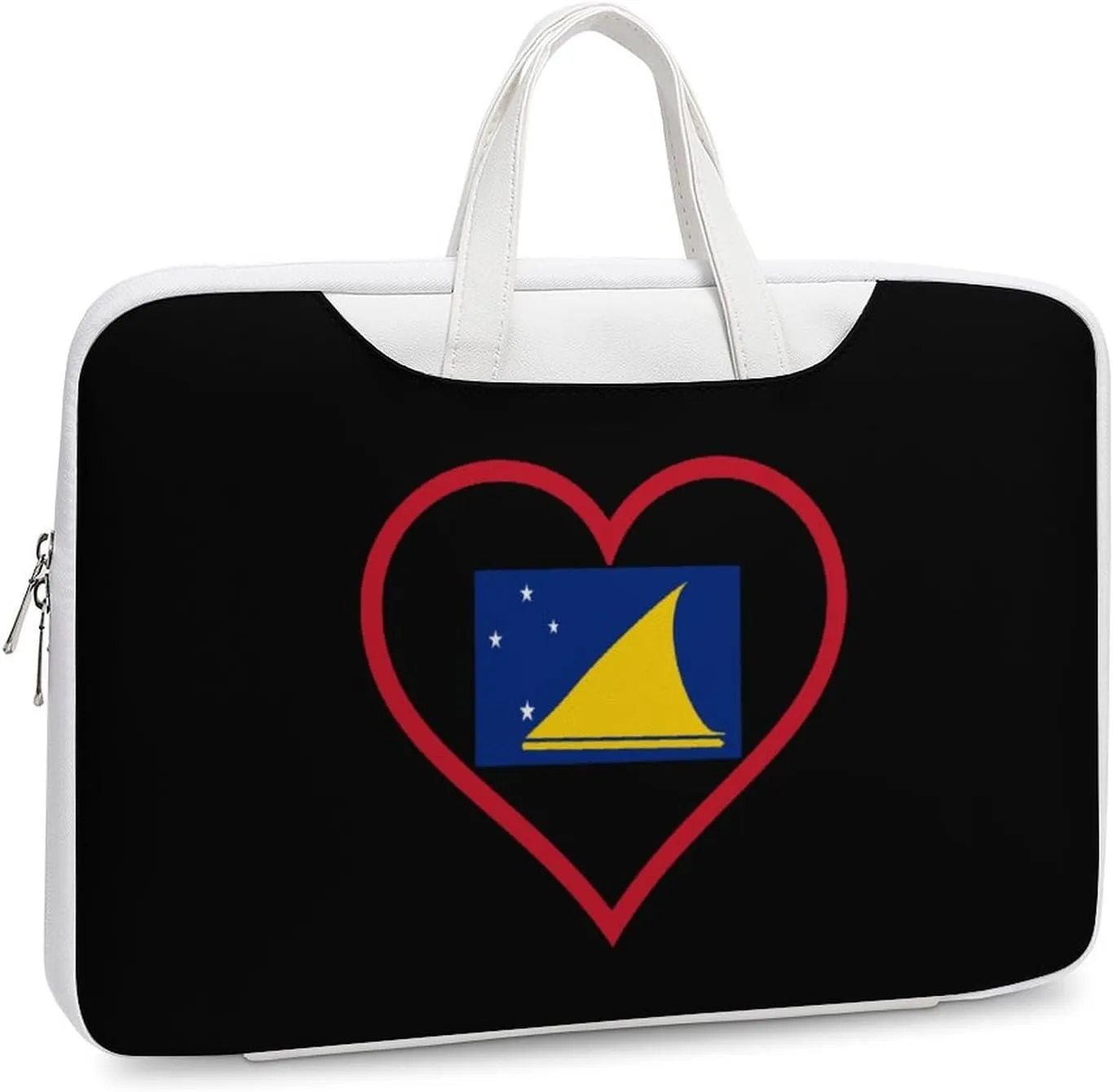 I Love Tokelau Red Heart Leather Bag Laptop Case Slim Water Resistant Computer Bags with Handle Briefcase for Work