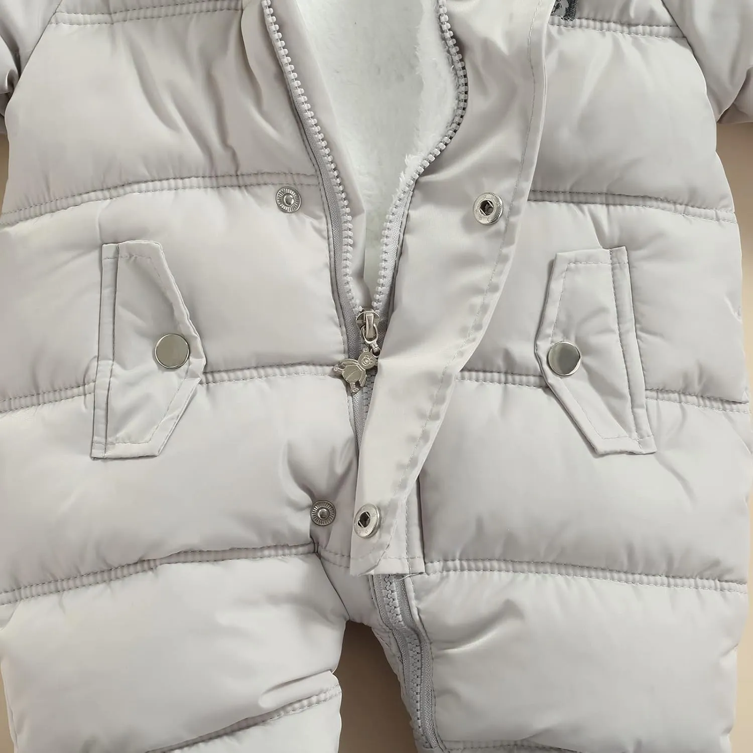 Infant Baby Boys Girls Winter Snowsuit Romper Hoodied Footie Outwear Toddler Jumpsuit Down Coat Jacket   Gloves