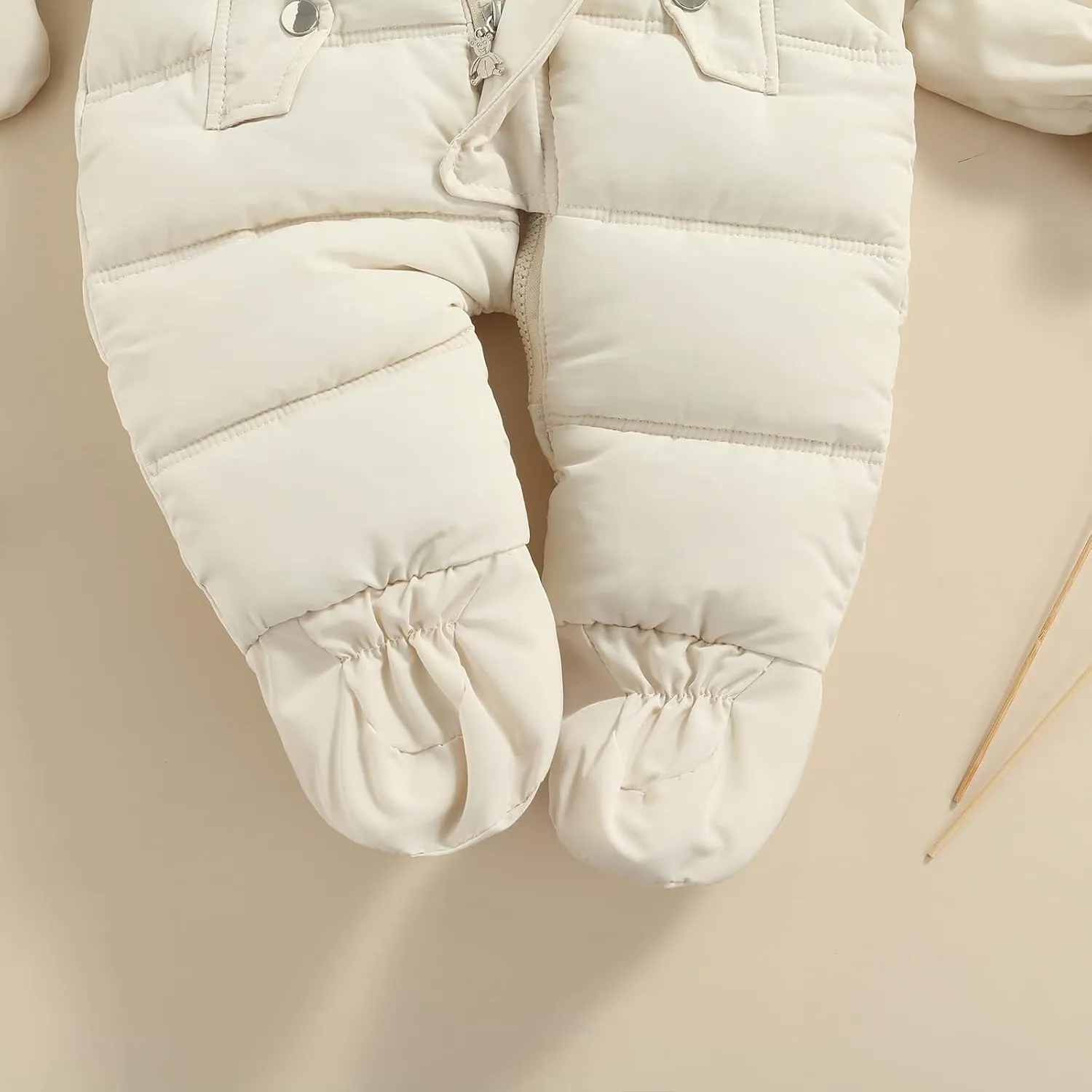 Infant Baby Boys Girls Winter Snowsuit Romper Hoodied Footie Outwear Toddler Jumpsuit Down Coat Jacket   Gloves