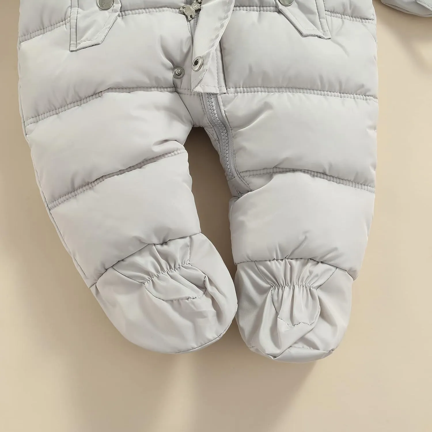 Infant Baby Boys Girls Winter Snowsuit Romper Hoodied Footie Outwear Toddler Jumpsuit Down Coat Jacket   Gloves