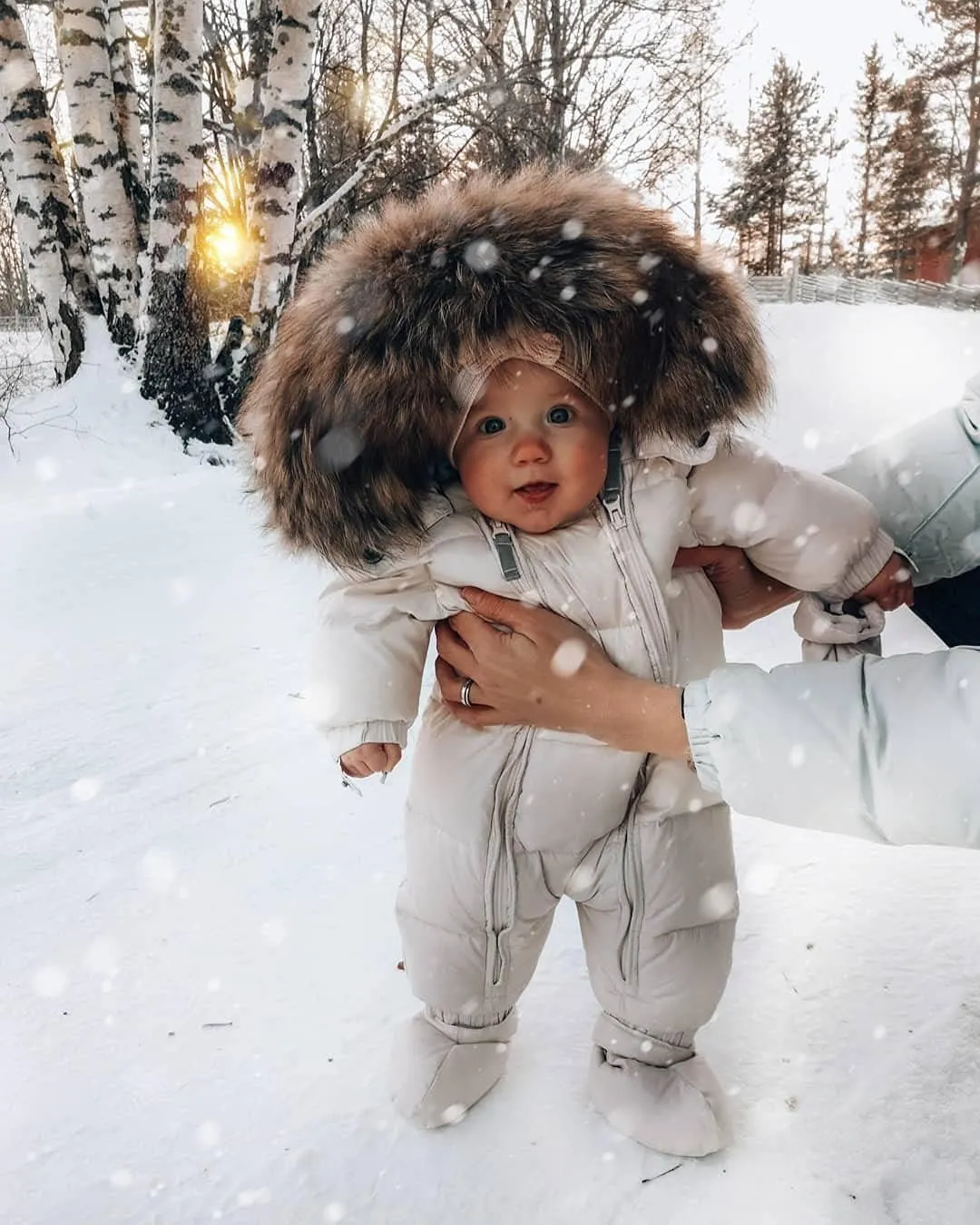 Infant Baby Boys Girls Winter Snowsuit Romper Hoodied Footie Outwear Toddler Jumpsuit Down Coat Jacket   Gloves
