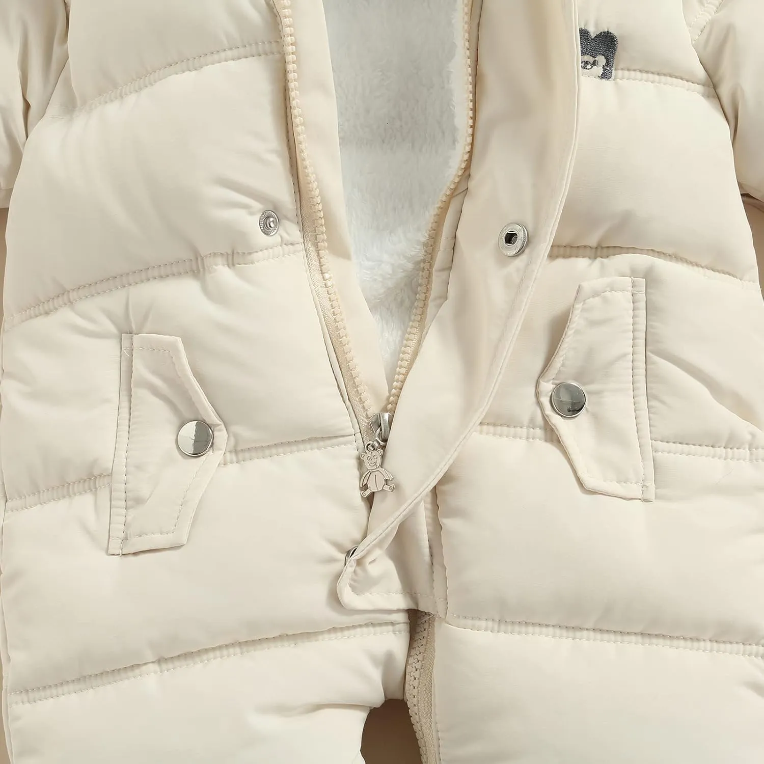 Infant Baby Boys Girls Winter Snowsuit Romper Hoodied Footie Outwear Toddler Jumpsuit Down Coat Jacket   Gloves