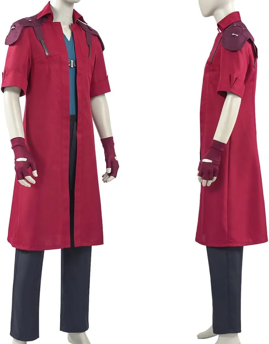 IS MY BIKE OKAY Men Devil Dante Cosplay Costume Jacket Steampunk Outfit Anime Red Trench Coat Gloves Necklace Halloween
