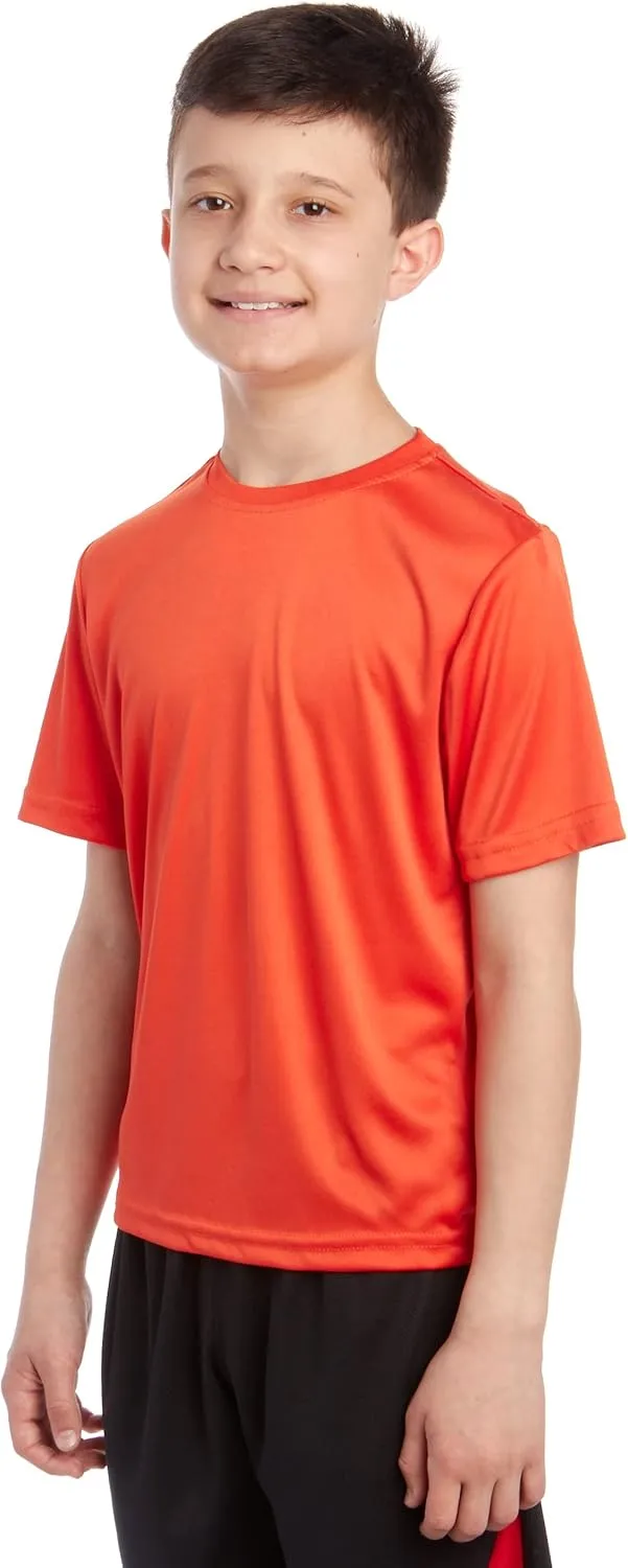 iXtreme Boys Athletic Shirts - 5 Pack Short Sleeve Dry Fit T-Shirts - Moisture Wicking Boys Shirts Summer Clothes (6-18)