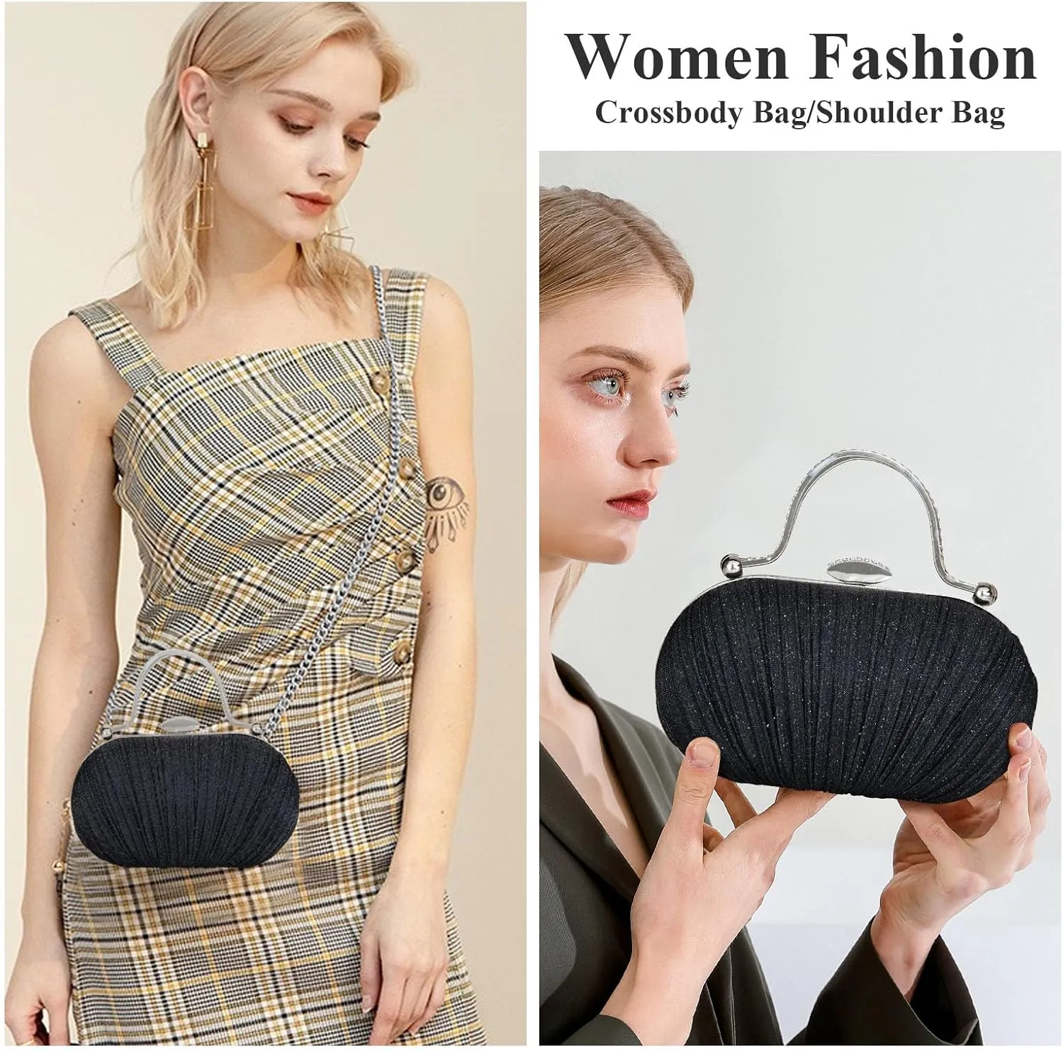 jessie Evening Bags and Clutches, Women's Evening Handbags Rhinestone Cocktail Prom Formal Clutch Purses for Women Wedding