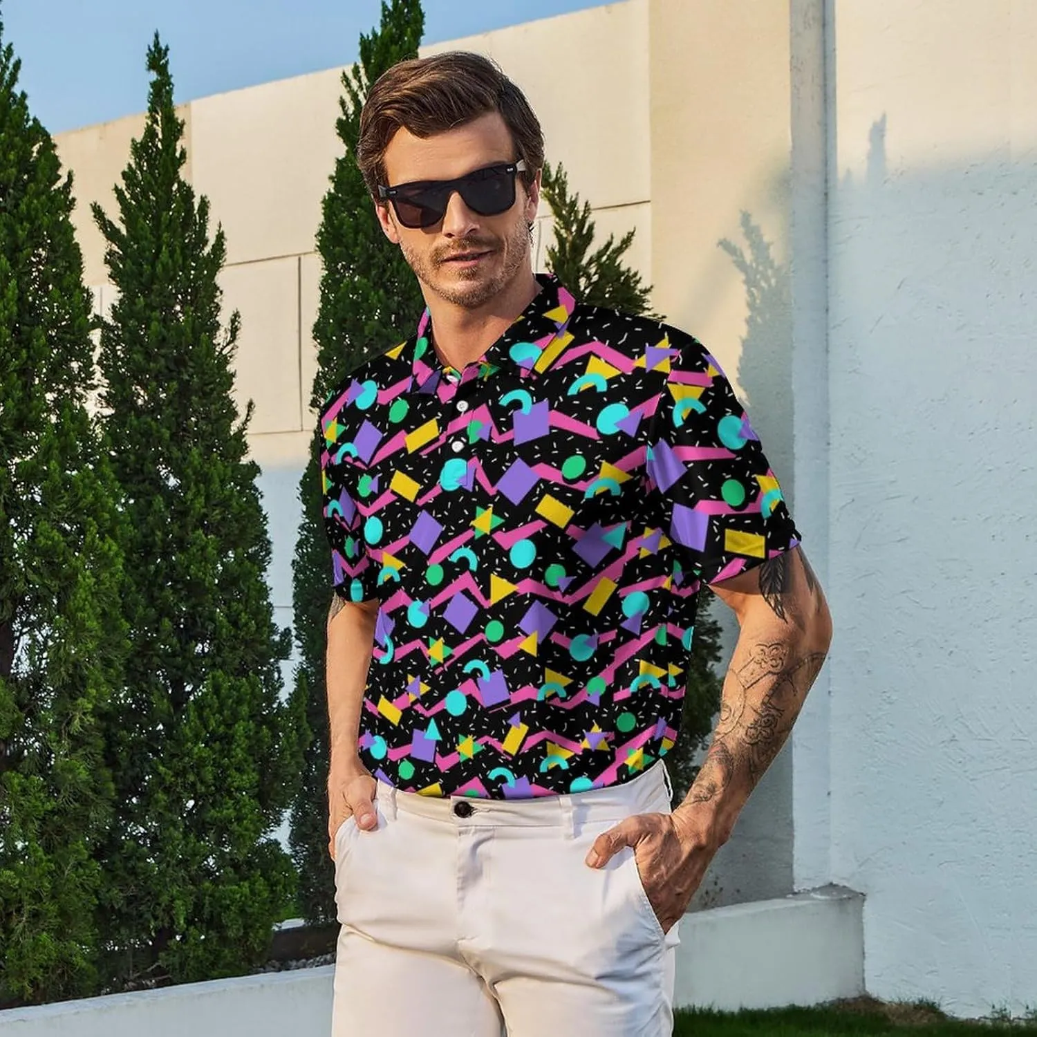 Jutdopt Men's Polo Shirts Golf Shirts Short Sleeve Shirt Golf Polo Shirts for Men Casual Outfit Tennis Shirt