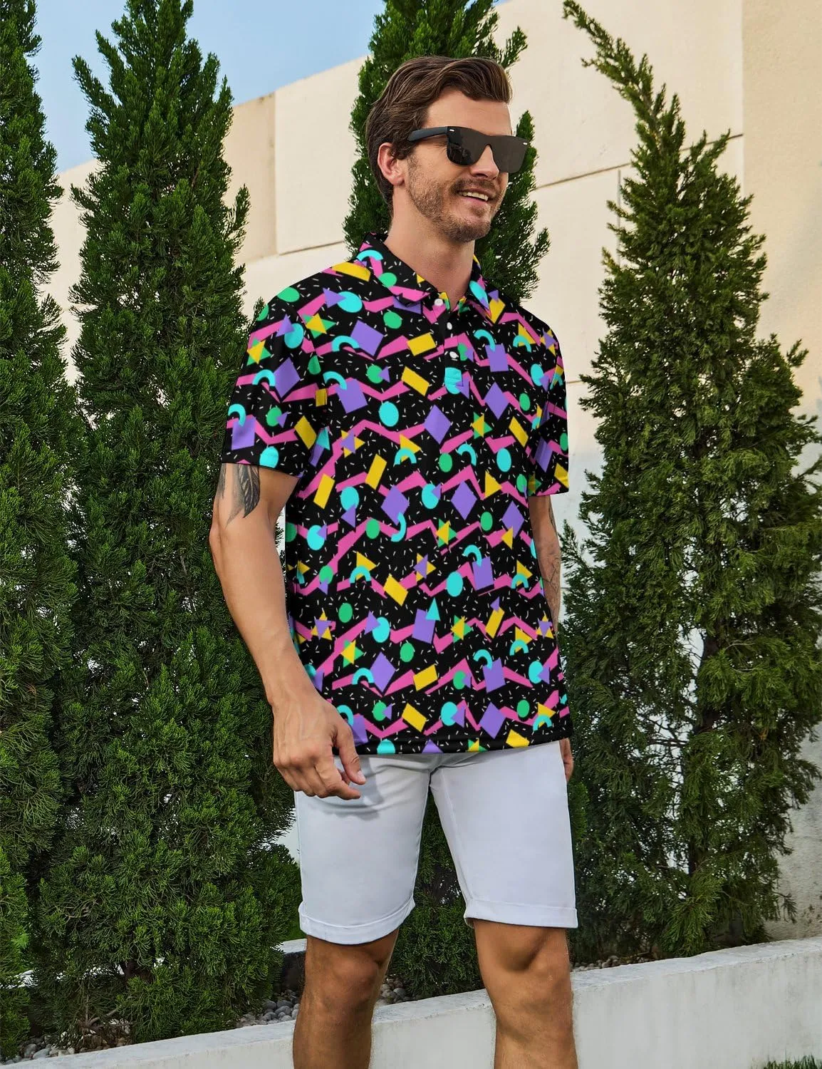 Jutdopt Men's Polo Shirts Golf Shirts Short Sleeve Shirt Golf Polo Shirts for Men Casual Outfit Tennis Shirt