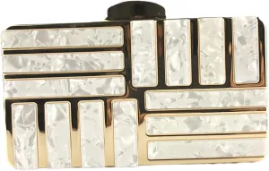 KESYOO Evening Purses and Clutches for Wedding Metal Handbag Acrylic Detail Stylish Stitching Evening Bag