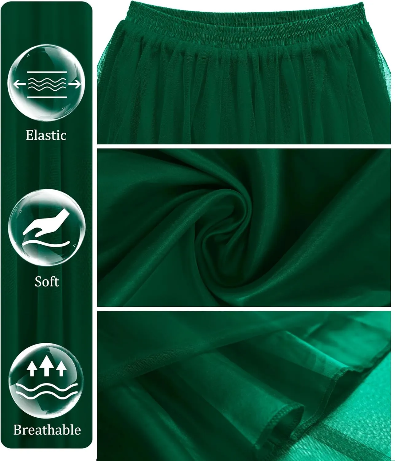 Kingfancy Women's Winter Skirts 2 Layered Tulle Tiered Long Skirts Elastic Waist A-Line Midi Skirts