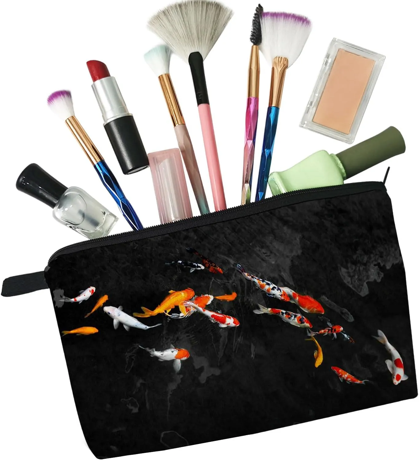 Koi Fish Cosmetic Bag Cute Small Koi Carp Makeup Organizer Zipper Pouch Present for Fish Lovers Woman