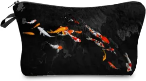 Koi Fish Cosmetic Bag Cute Small Koi Carp Makeup Organizer Zipper Pouch Present for Fish Lovers Woman