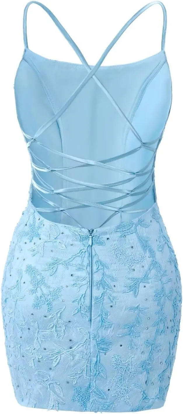 Lace Homecoming Dresses for Teens Tight Floral Short Prom Dress 2024 Cocktail Party Dresses