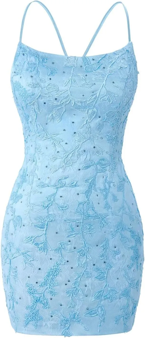 Lace Homecoming Dresses for Teens Tight Floral Short Prom Dress 2024 Cocktail Party Dresses
