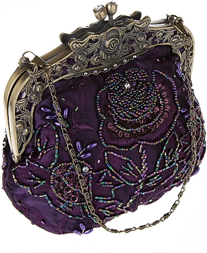 Ladies and Womens Vintage Sequins Handbag Handmade Beaded Evening Clutches Prom wedding Party