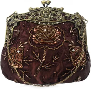 Ladies and Womens Vintage Sequins Handbag Handmade Beaded Evening Clutches Prom wedding Party