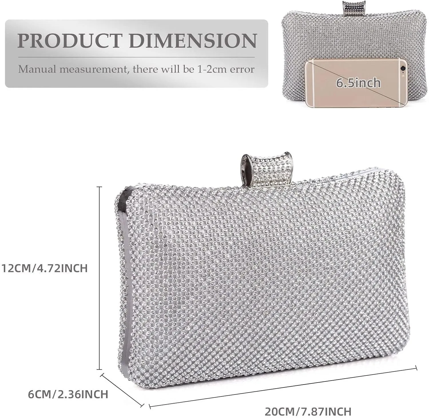 Ladies Sparkly Rhinestones Evening Clutches Women's Crystal Diamante Evening Bag Prom Wedding Handbag Party Purse