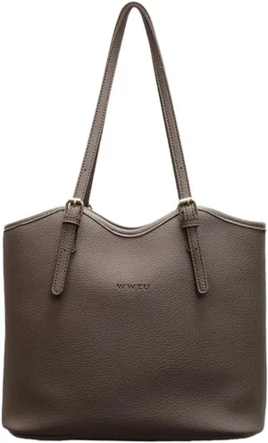 Large PU Leather Tote Bag for Women Zipper Shoulder Handbag Casual Satchel for Work Dating College