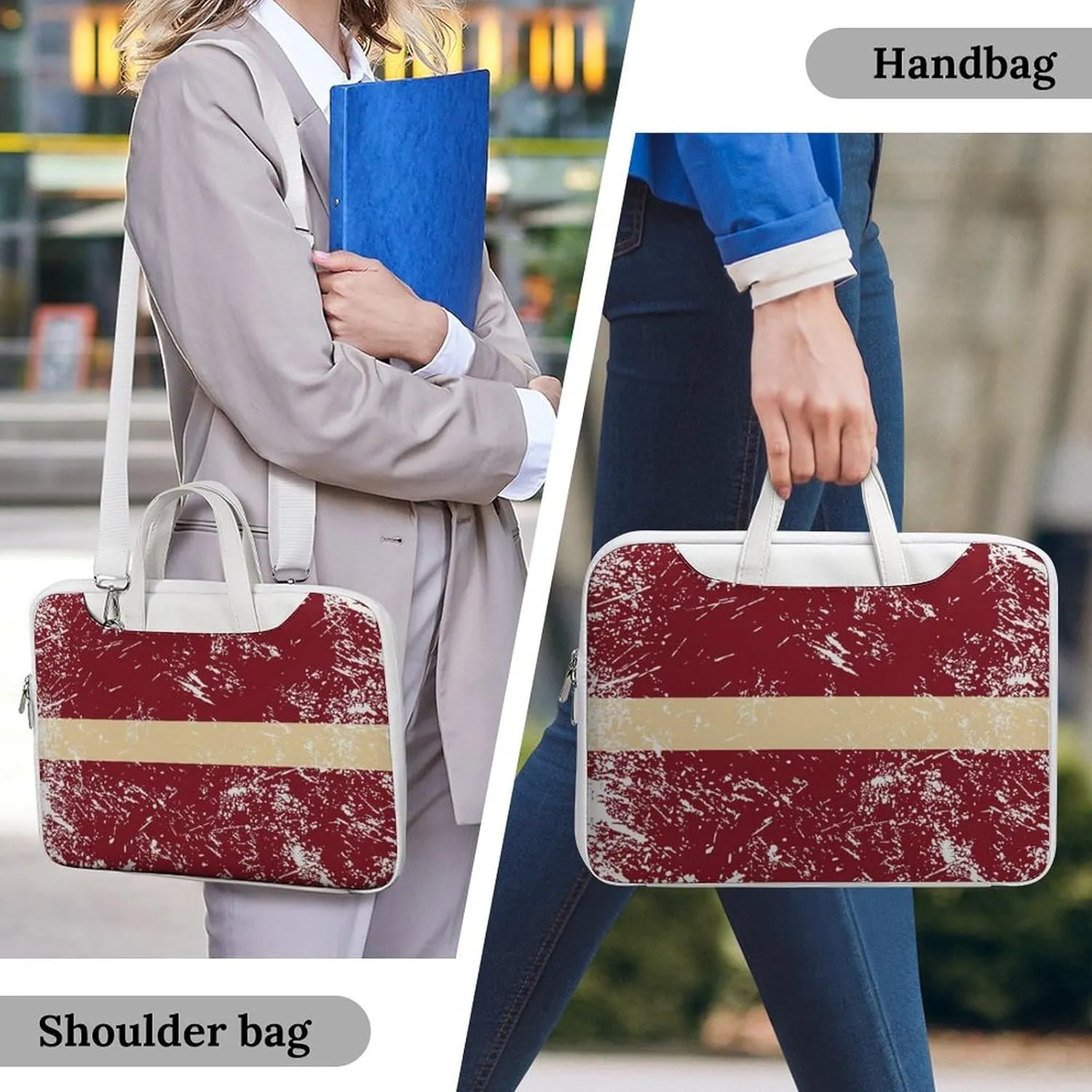 Latvia Vintage Flag Leather Bag Laptop Case Slim Water Resistant Computer Bags with Handle Briefcase for Work