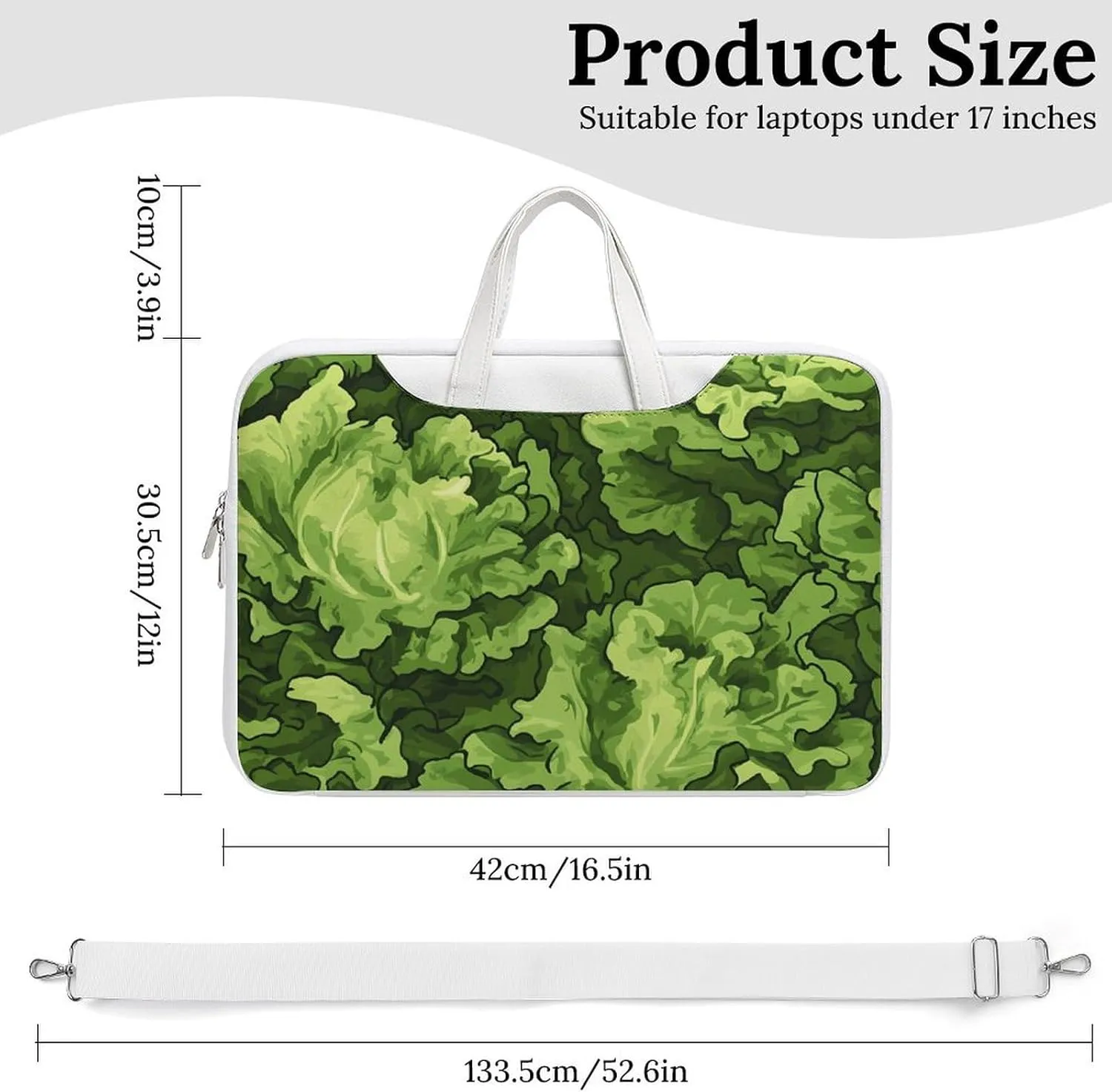 Lettuce Green Camouflage Leather Bag Laptop Case Slim Water Resistant Computer Bags with Handle Briefcase for Work