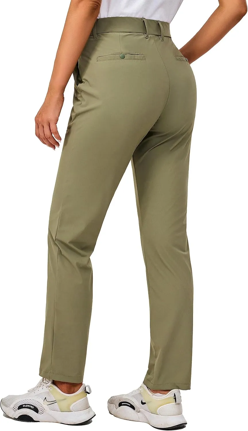 Little Donkey Andy Women's Golf Pants Stretch Quick Dry Lightweight Straight Leg Business Casual Slacks with Pockets