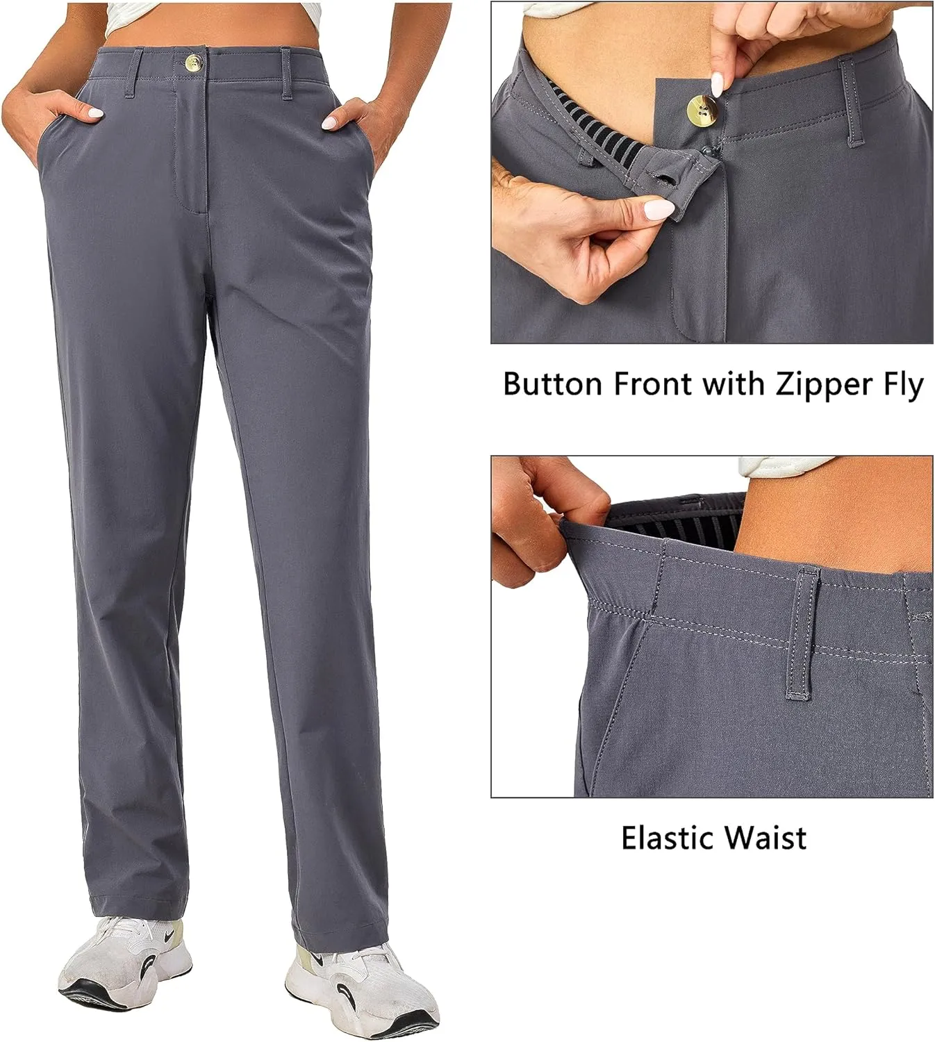 Little Donkey Andy Women's Golf Pants Stretch Quick Dry Lightweight Straight Leg Business Casual Slacks with Pockets