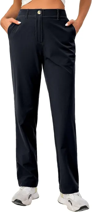 Little Donkey Andy Women's Golf Pants Stretch Quick Dry Lightweight Straight Leg Business Casual Slacks with Pockets
