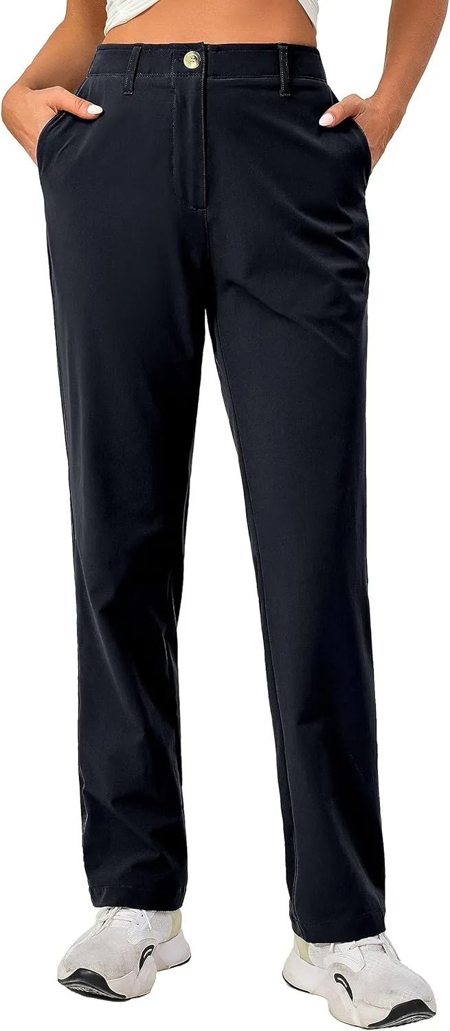 Little Donkey Andy Women's Golf Pants Stretch Quick Dry Lightweight Straight Leg Business Casual Slacks with Pockets