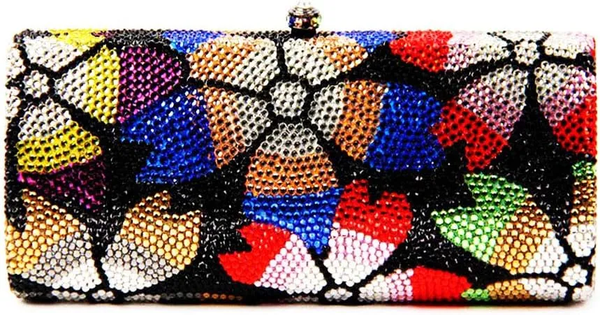 Luxury Crystal Evening Bag Handmade Gold Sequins Rhinestones Vintage Satin Lady Party Wedding Clutches Purse
