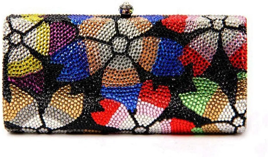 Luxury Crystal Evening Bag Handmade Gold Sequins Rhinestones Vintage Satin Lady Party Wedding Clutches Purse