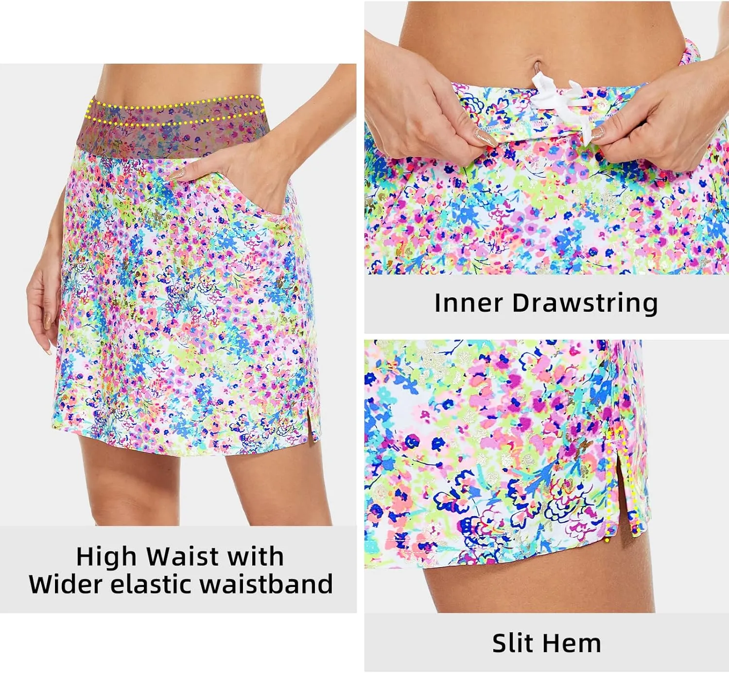 M MOTEEPI Skorts Skirts for Women 18" Athletic Golf Skort with Pockets Casual Dressy High Waist
