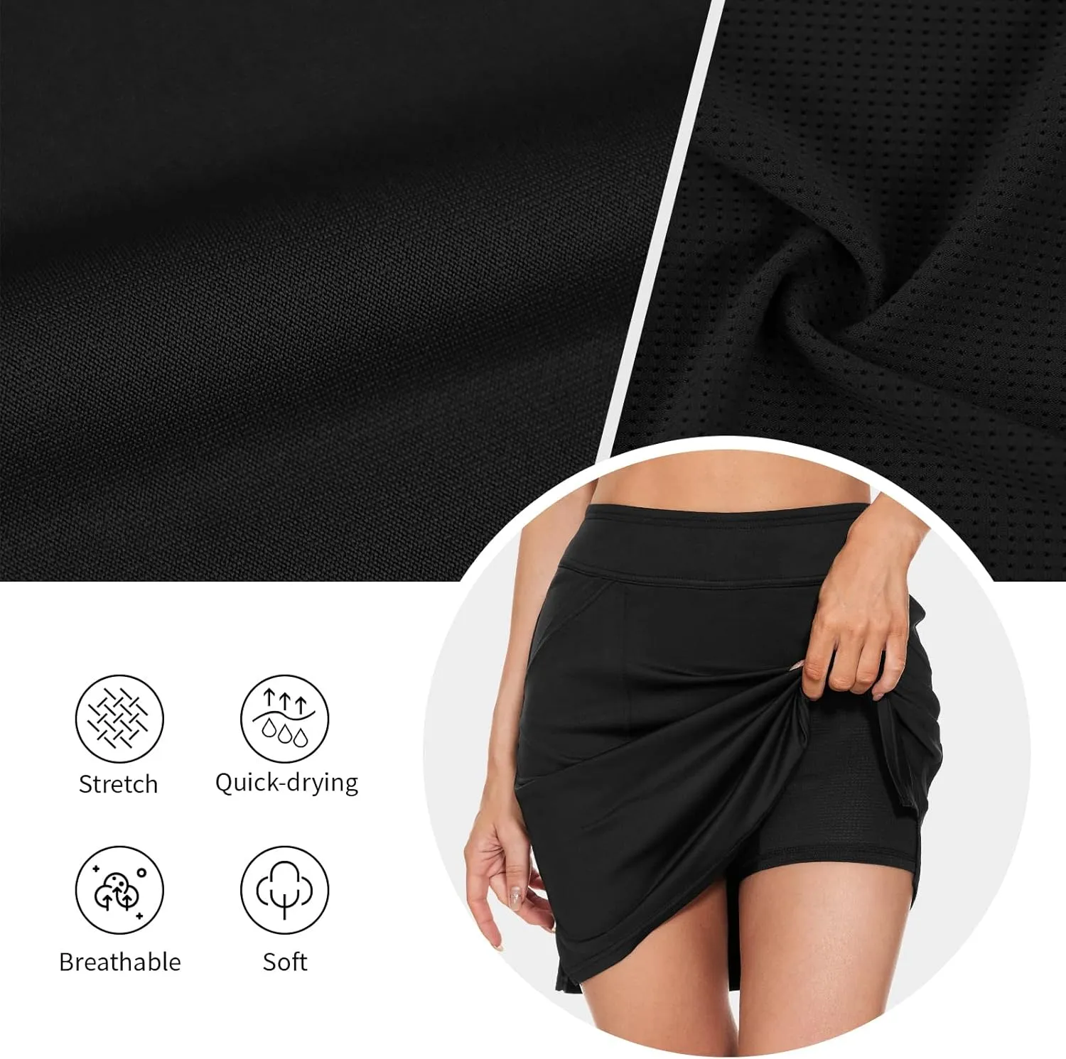 M MOTEEPI Skorts Skirts for Women 18" Athletic Golf Skort with Pockets Casual Dressy High Waist