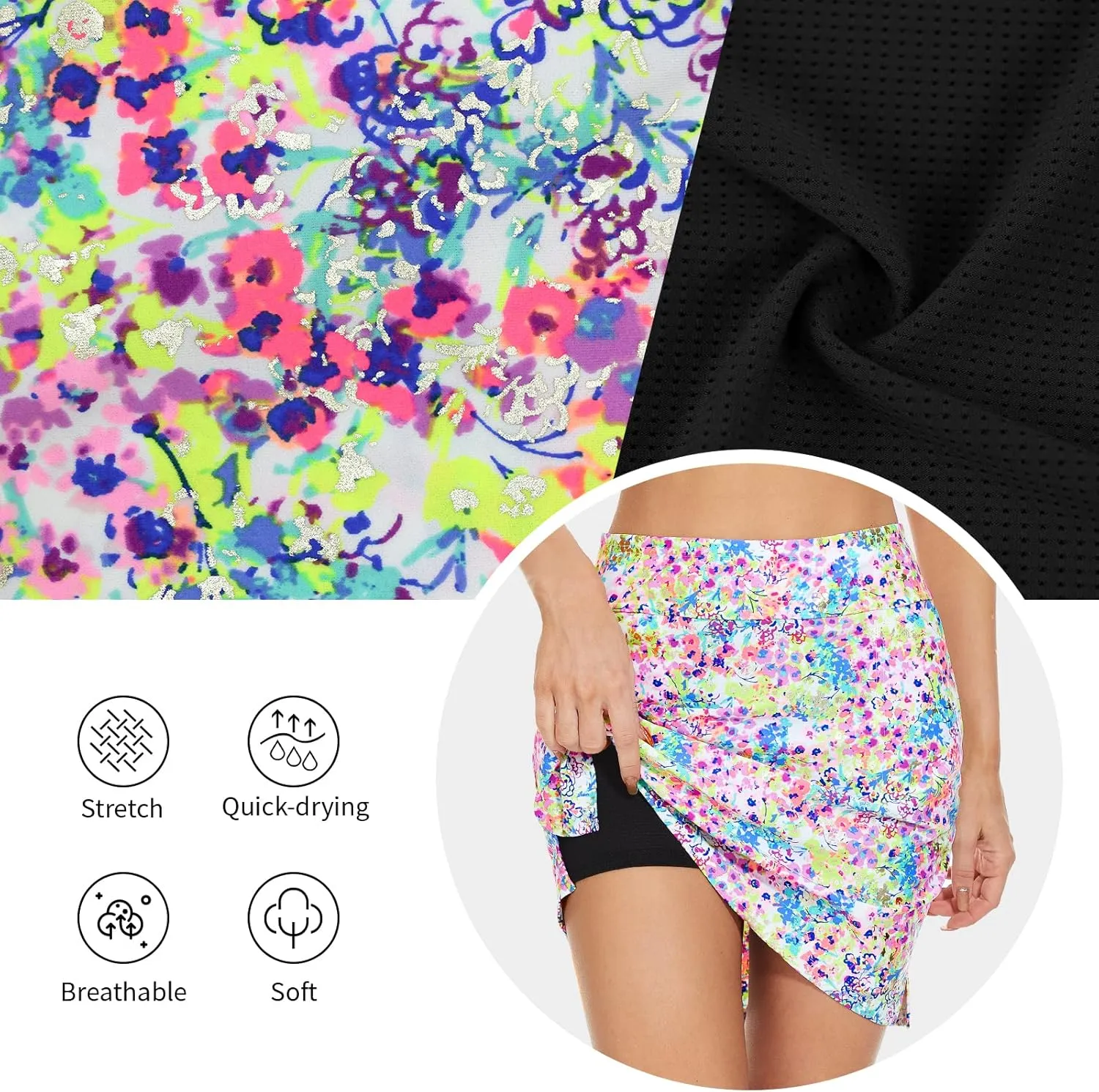 M MOTEEPI Skorts Skirts for Women 18" Athletic Golf Skort with Pockets Casual Dressy High Waist
