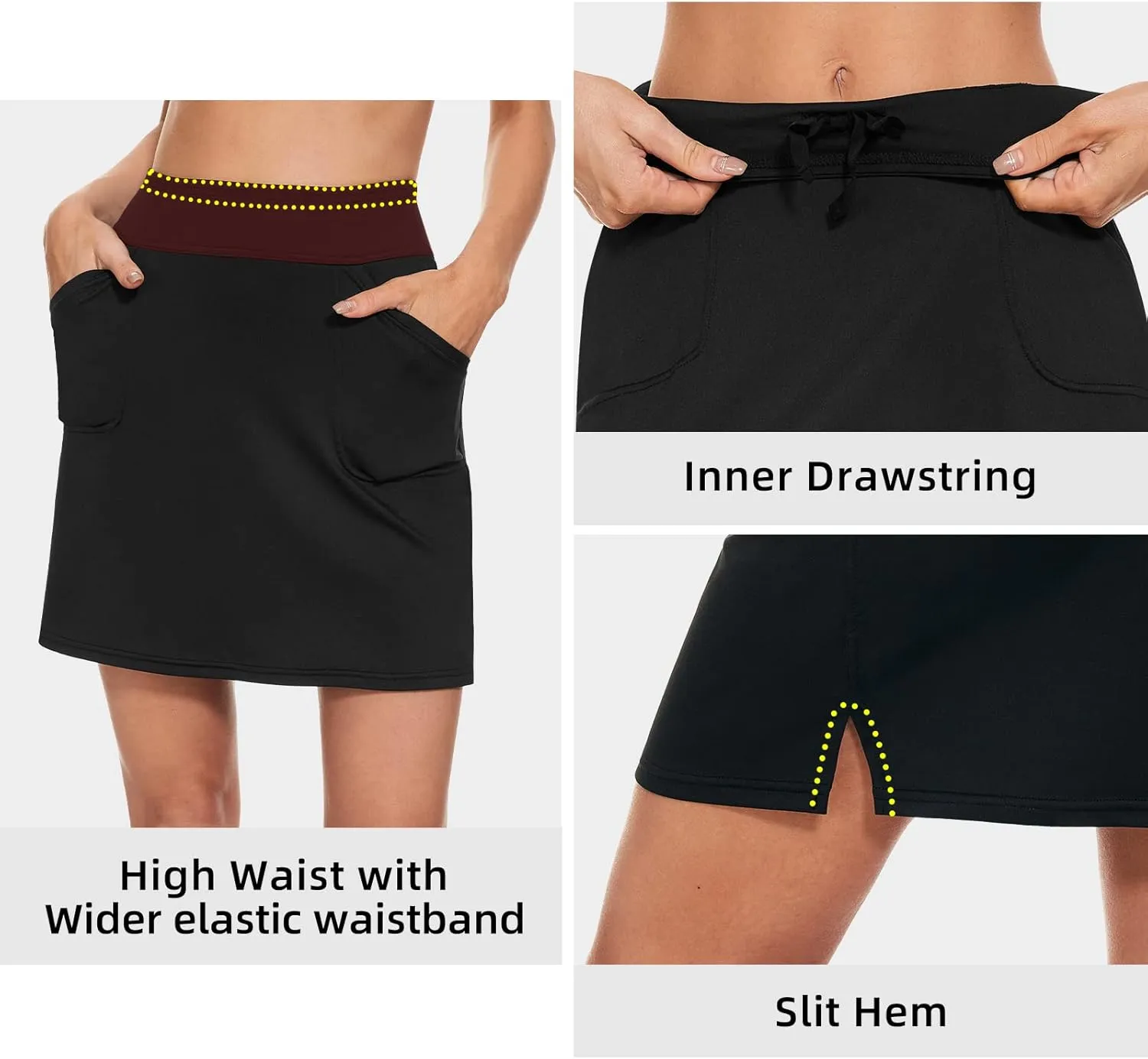 M MOTEEPI Skorts Skirts for Women 18" Athletic Golf Skort with Pockets Casual Dressy High Waist