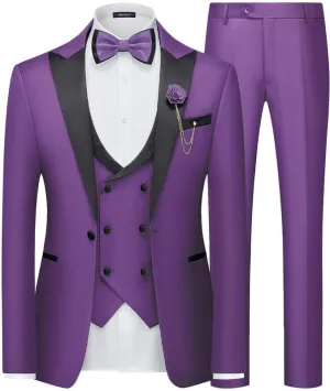 MAGE MALE Men's 3 Piece Suit One Button Slim Fit Formal Wedding Prom Tuxedo Suits Party Dinner Blazer Vest Pants Set