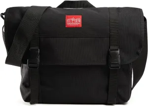 Manhattan Portage Flushing Messenger Bag Black With Adjustable Shoulder Strap Water Resistant Zippered Main Compartment 1000D Cordura For Work College Travel