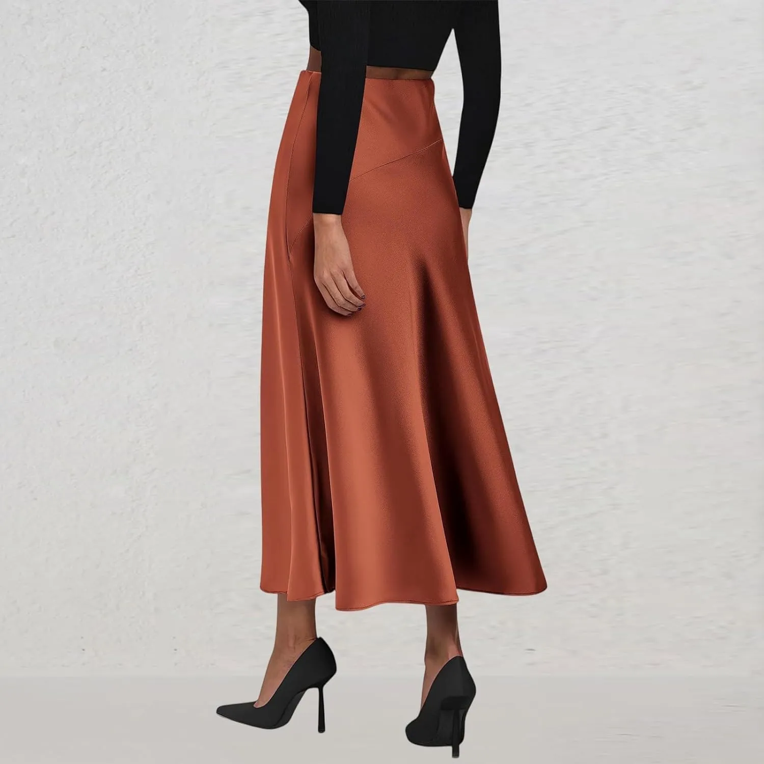 Maxi Skirts for Women 2025 Summer Vacation Satin Elastic High Waisted A Line Slip Skirt Elegant Work Office Flowy Long Skirt