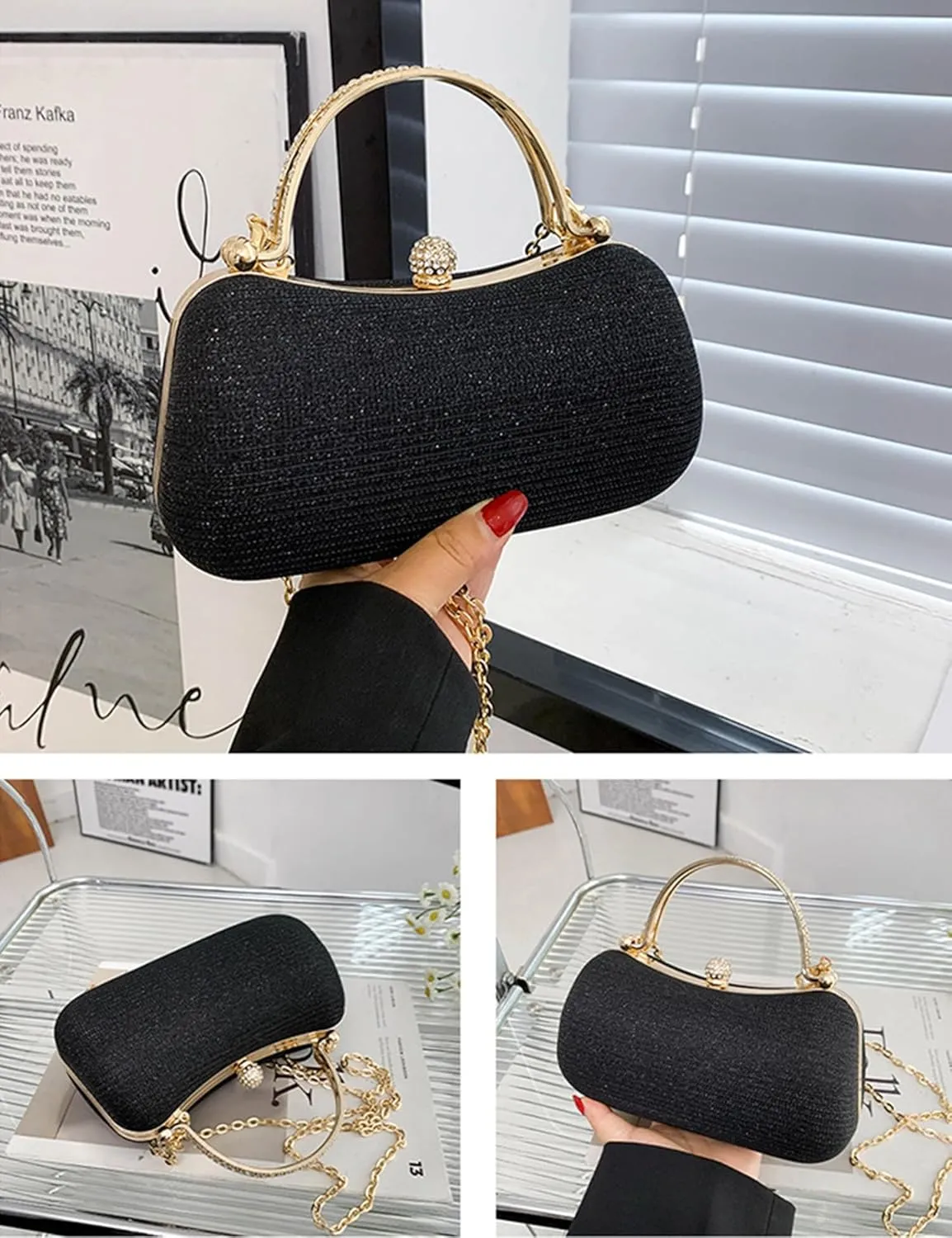 meilun Women's Rhinestone Clutch Evening Bags Sparkly Glitter Party Clutches Wedding Purses Cocktail Prom Satchel Handbags
